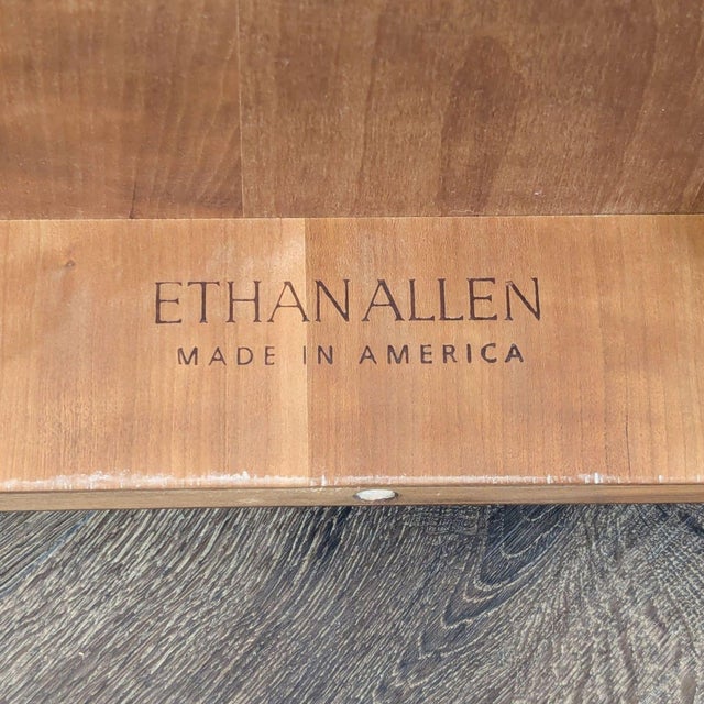 Ethan Allen 8-Piece Wood Dining Set With Extendable Table and Upholstered Chairs For Sale - Image 10 of 13