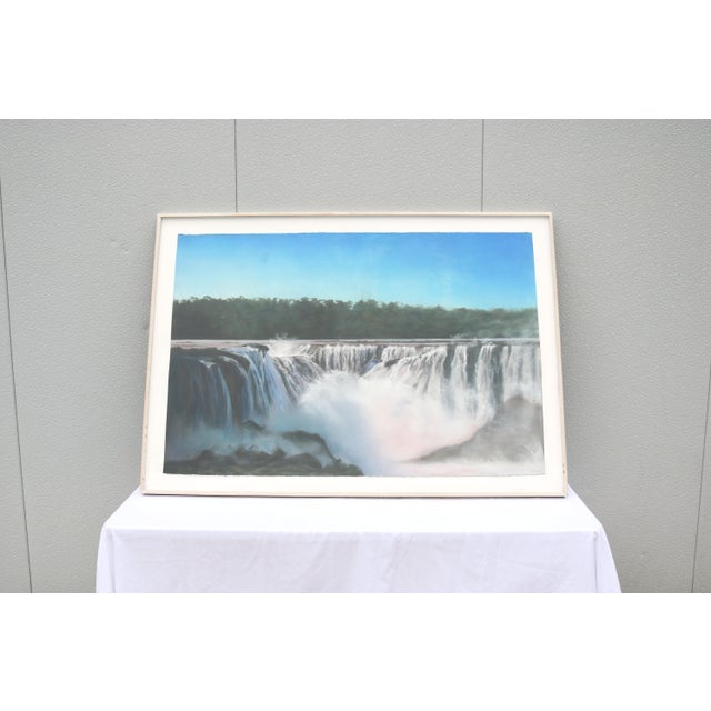 Fabulous 1989 Sharon Frazier Foz do Iguaçu, Brazil. A one-of-a-kind waterfalls pastel painting on paper. Signed by the...