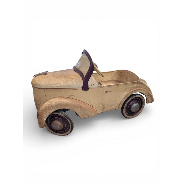 1940s Garton Toy Company pedal car roadster, Model 5539 (shown in the 1941 catalog). Original two-tone ivory/white body...