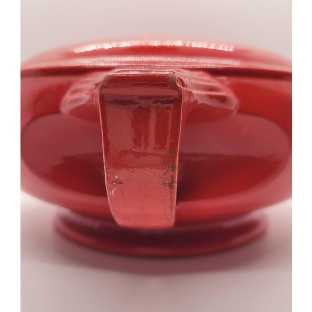 Vintage Red Hall Pottery Art Deco Sundial Covered Casserole Dish For Sale - Image 6 of 16