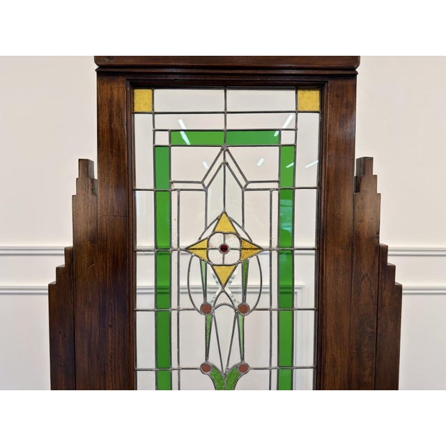 Brown English Colonial Stained Glass Room Divider For Sale - Image 8 of 13
