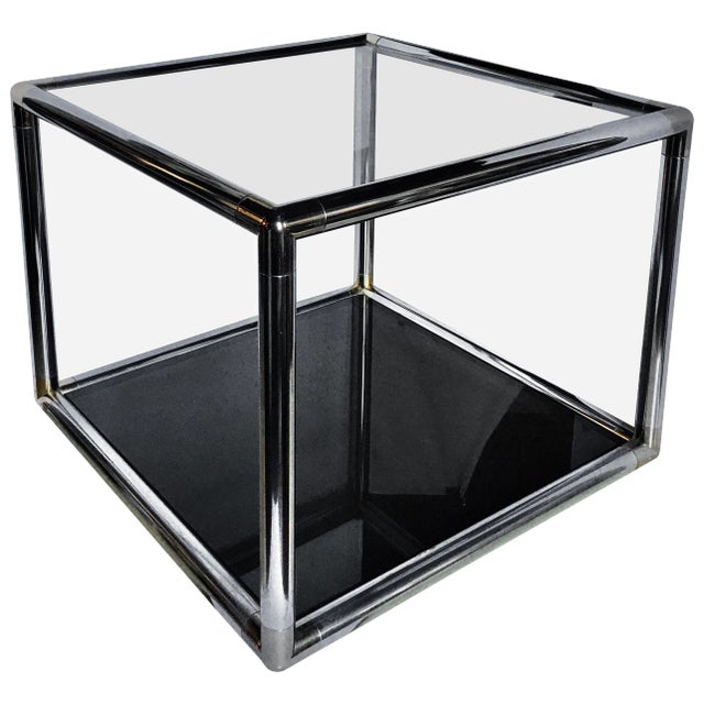 Mid-Century Modern Metal and Glass Square Coffee/Side Table For Sale