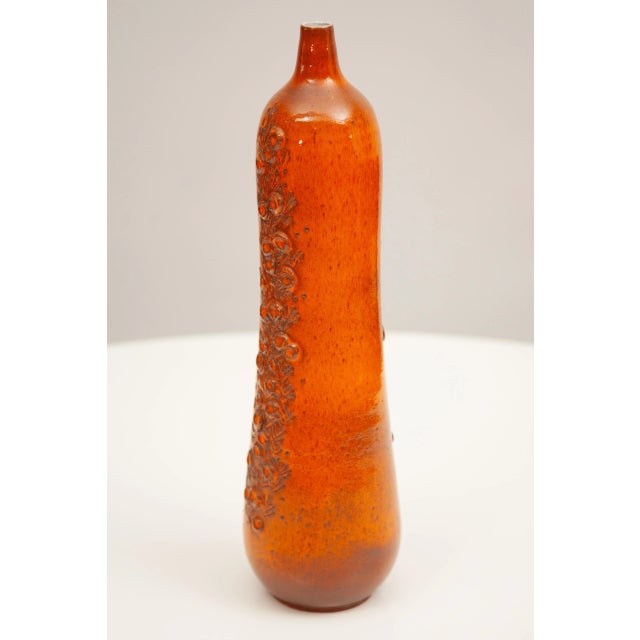 Selenium Orange Vase by Elisabeth Vandeweghe for Perignem, 1964 For Sale - Image 3 of 11