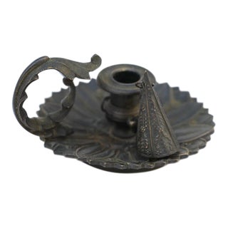 19th Century, French Bronze Chamberstick for Melting Sealing Wax For Sale