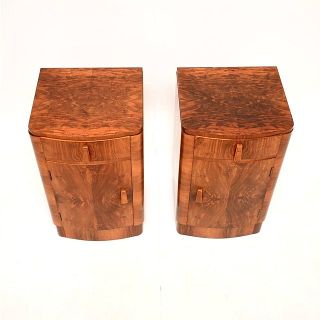 Art Deco Walnut Bedside Cabinets, 1930, Set of 2 For Sale - Image 6 of 11