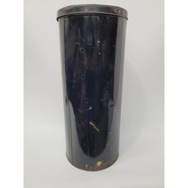 Vintage Tole Black Metal Landry Hamper with Hand Painted Pink Roses For Sale - Image 4 of 9