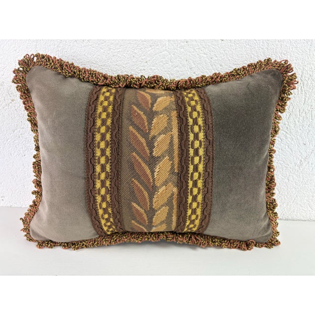 Brown Vintage Hand Woven Aubusson Tapestry Pillow For Sale - Image 8 of 8