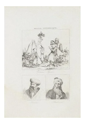 Unknown, Costumes and Portraits, Lithograph, 19th Century