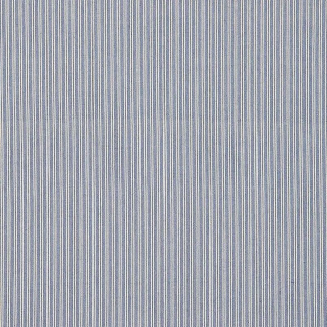 Schumacher Wellfleet Ticking Stripe Fabric in Pacific For Sale