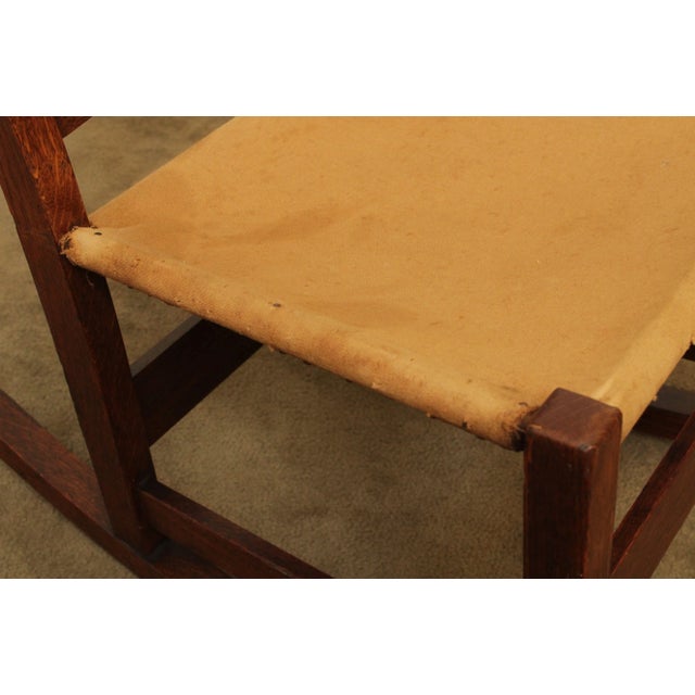 Antique L & J. G. Stickley Mission Oak Nursing Rocker For Sale - Image 10 of 13
