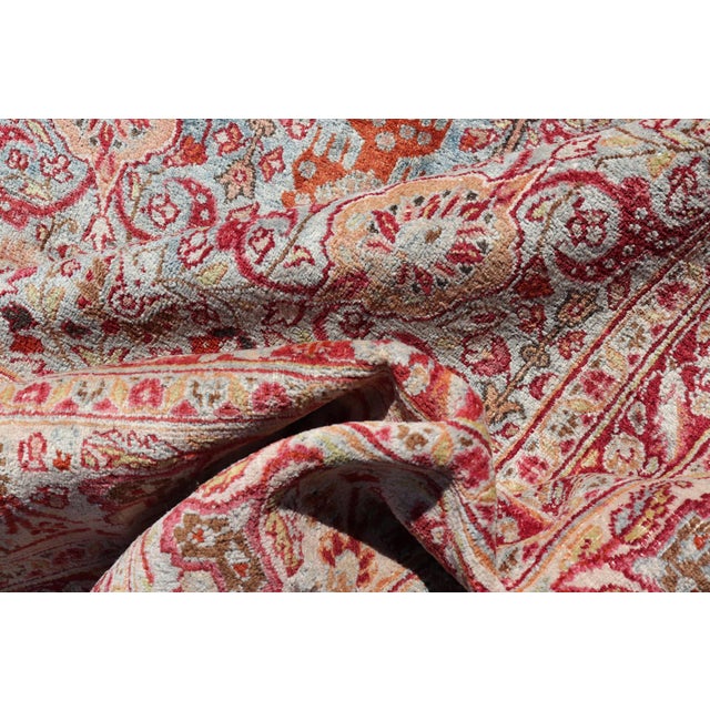 Ornate Floral Pattern Khorassan Antique Persian Rug in Burgundy & Gray For Sale - Image 11 of 12