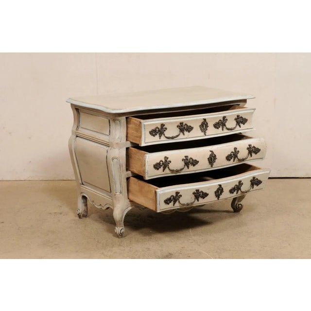 Early 20th Century French Bombé Carved & Painted Wood Commode For Sale - Image 9 of 11