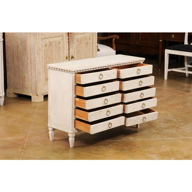 Swedish Gustavian Style 1890s Apothecary Chest with 10 Drawers and Carved Dentil For Sale - Image 9 of 13