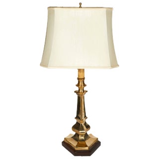 Italian Classical Brass Candlestick Table Lamp For Sale