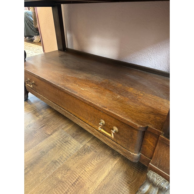 Antique Carved Oak Console Buffet Table. For Sale - Image 4 of 12