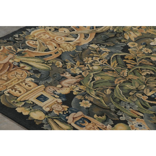2010s Rug & Kilim’s Armorial Tudor Style Rug in Black, With Beige, Blue and Gold Tones For Sale - Image 5 of 9