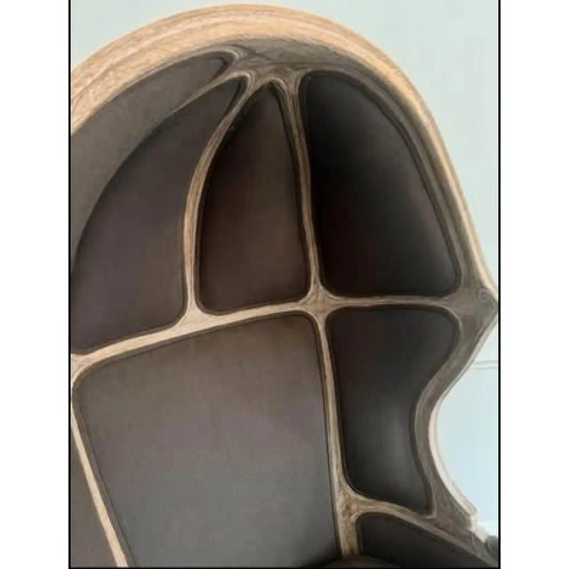 French Restoration Hardware Versailles Chair in Taupe Linen For Sale - Image 3 of 6