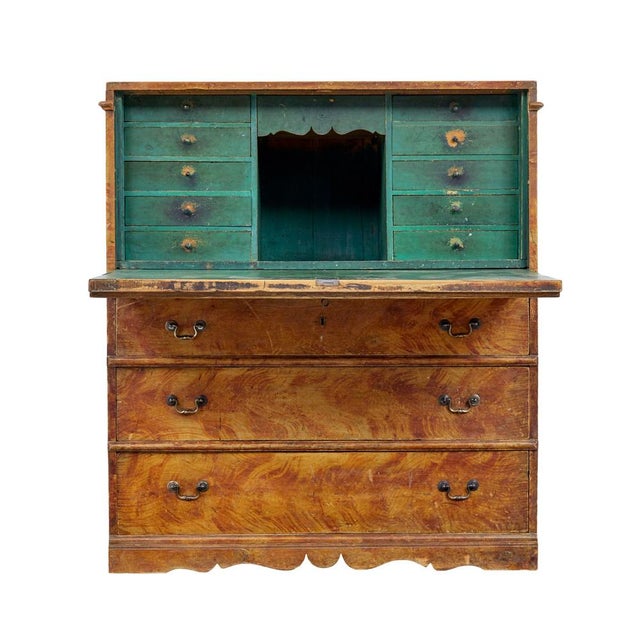 Wood Swedish Antique Painted Pine Writing Desk, 1870 For Sale - Image 7 of 12