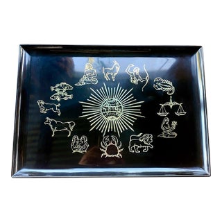 Celestial Zodiac Tray Vintage Couroc of Monterey | 12 Astrological Signs | Mid-Century California Design For Sale
