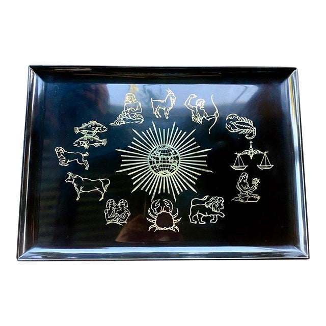 Celestial Zodiac Tray Vintage Couroc of Monterey | 12 Astrological Signs | Mid-Century California Design For Sale