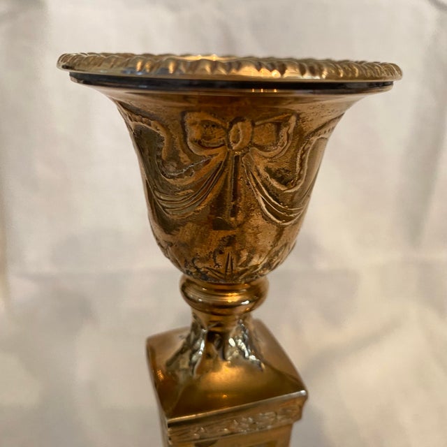 Traditional Castilian Brass Candlestick Holders - A Pair For Sale - Image 3 of 11