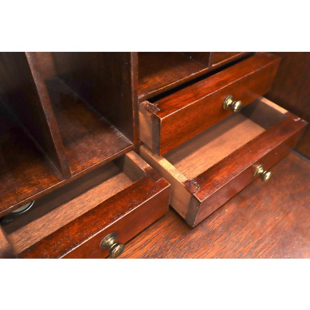 Tall Narrow English Turn of Century Mahogany Georgian Secretary Beveled Glass For Sale - Image 10 of 13