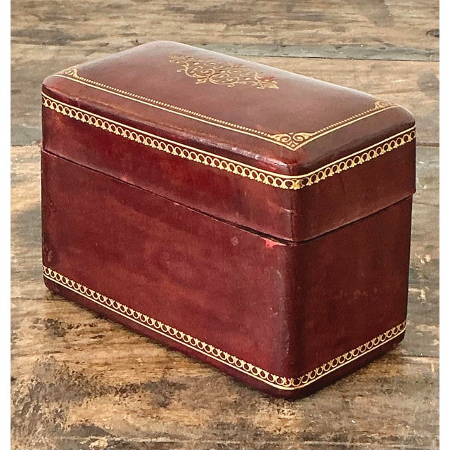 Vintage Gold Embossed Leather Card Box For Sale - Image 4 of 12