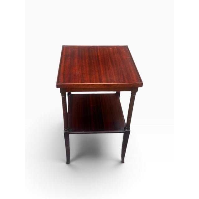 Traditional Vintage Mahogany Two-Tier Side Table With Gallery Top For Sale - Image 3 of 9