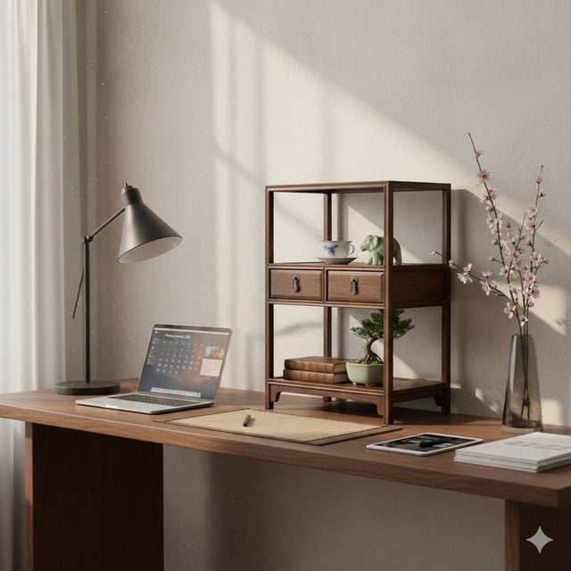 Brown Chinese Brown Stain Wood Rectangular Small Curio Display Stand For Sale - Image 8 of 9