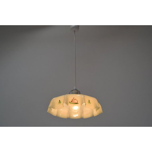 Made in czechoslovakia made of glass, metal, height can be adjusted hand painted new cabling 1x e27 or e26 bulb re-...