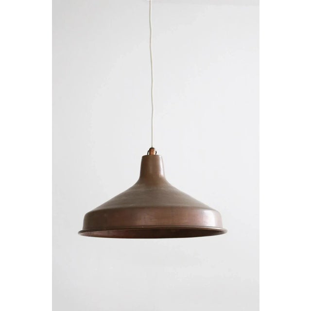 Danish Brutalist Hand-Hammered Copper Pendant Lamp from ES Horn Aalestrup, 1960s For Sale - Image 4 of 9