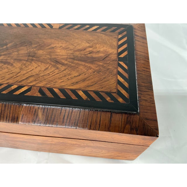 Antique Walnut Inlaid Jewelry or Document Box For Sale - Image 10 of 12