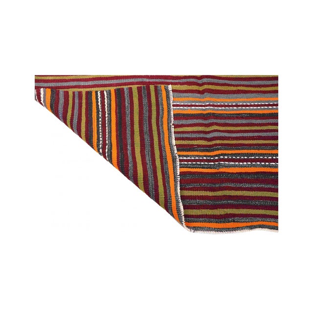 1960s Decorative Vintage Striped Kilim Rug - 4`11" X 12`2" For Sale - Image 5 of 6