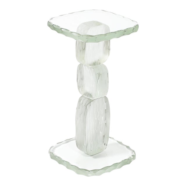 Modernist Hand-Blown Murano Battuto Glass Sculptural Drinks/End Table For Sale