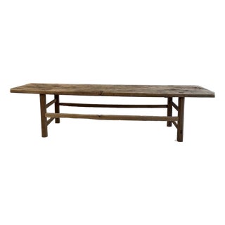 Late 20th Century Elm Wood Wide Seat Bench or Coffee Table For Sale
