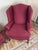 1980s Vintage Pair Burgandy Wing Back Chairs by Hamilton House For Sale - Image 5 of 8