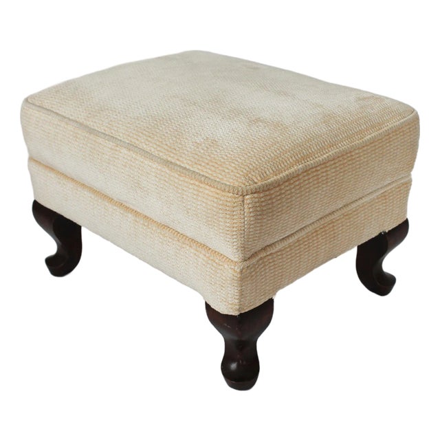 Vintage Ivory-Colored Footstool or Ottoman For Sale