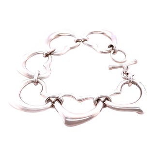 Tiffany & Co. Sterling Silver Elsa Peretti Six Heart Bracelet 54g For Sale