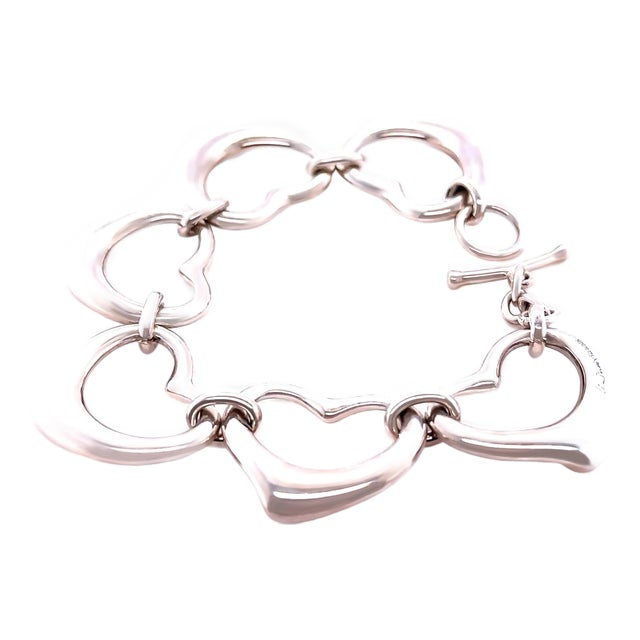 Tiffany & Co. Sterling Silver Elsa Peretti Six Heart Bracelet 54g For Sale