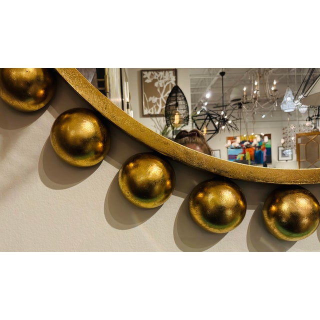 Modern Modern Gold Ball Round Wall Mirror For Sale - Image 3 of 4