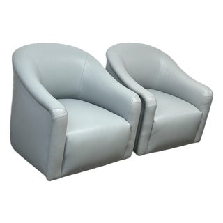 A. Rudin Model 419 Leather Swivel Chairs, Pair For Sale