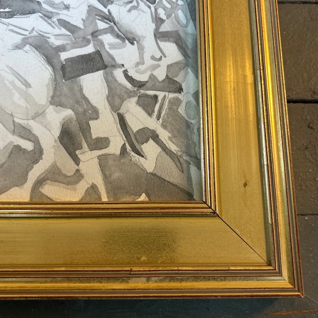 1950’s Original Black and White Abstract Expressionist Watercolor Painting For Sale - Image 4 of 5