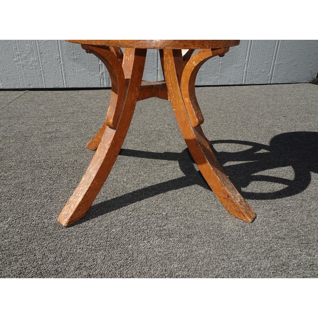 Antique Industrial Adjustable Swivel Oak Drafting Stool Barstool 1of3 ~ # 1 For Sale - Image 14 of 16