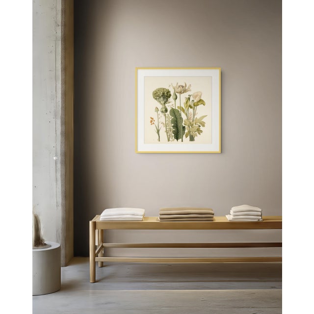 English Vintage Botanical Garden Study No. 12 | Botanical Wall Art in Dark Green & Cream For Sale - Image 3 of 4
