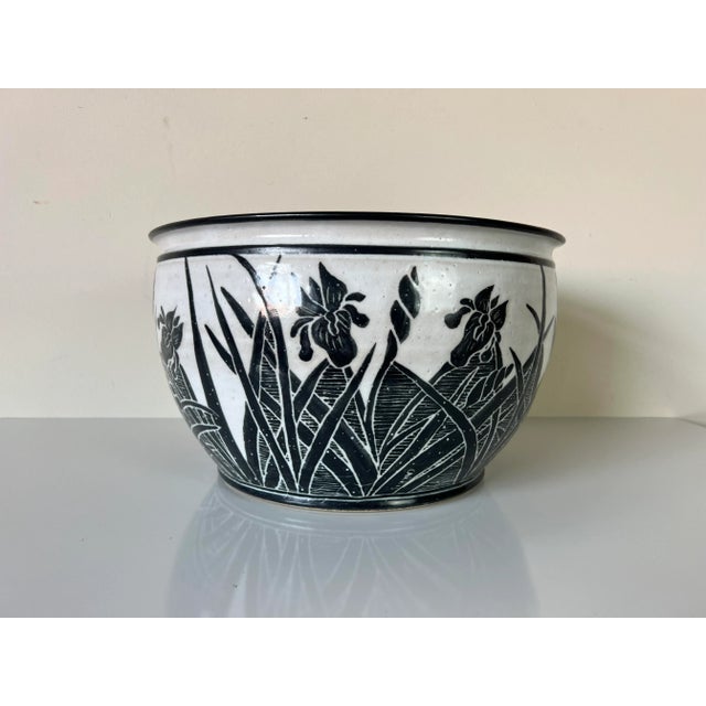 1980's Vintage Carris Hand Painted Pottery Planter For Sale - Image 4 of 10