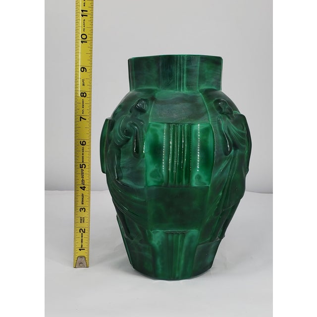 1930s Art Deco Malachite Glass Figural Vase Artur Pleva - Ingrid Curt Schlevogt For Sale - Image 10 of 17