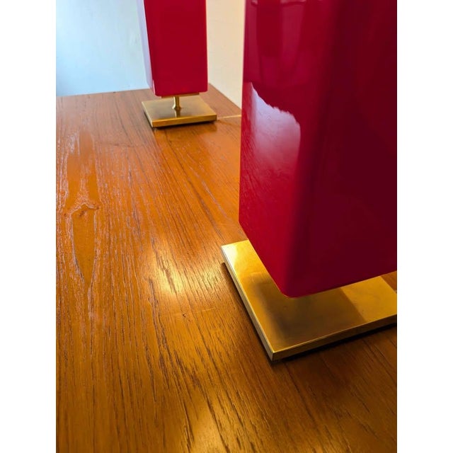 Magenta Contemporary Beekman Table Lamps by Kate Spade Magenta Cranberry Pink - Pair For Sale - Image 8 of 10