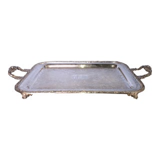 Vintage Large Silverplate Butler Tray For Sale
