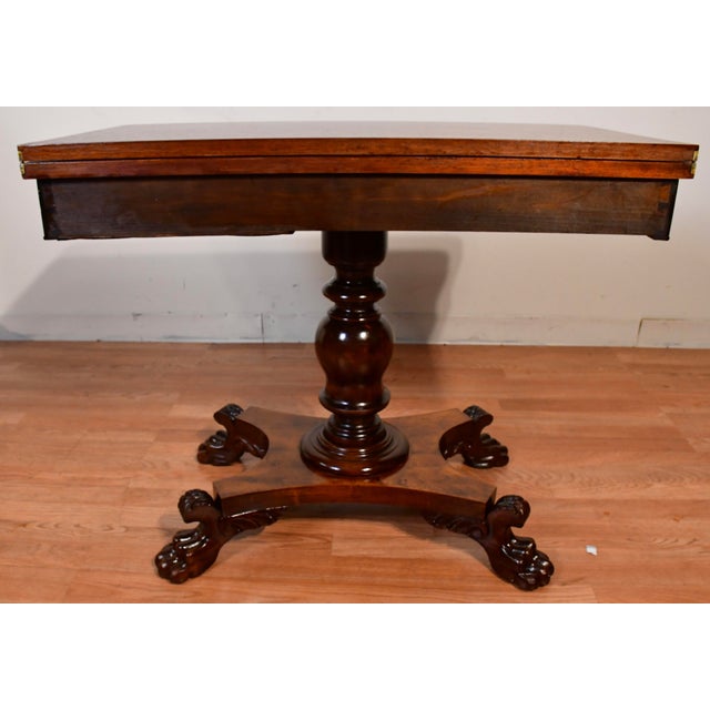 1900s Antique American Empire Solid Mahogany Flip-Top Game Table / Console Table For Sale - Image 17 of 18