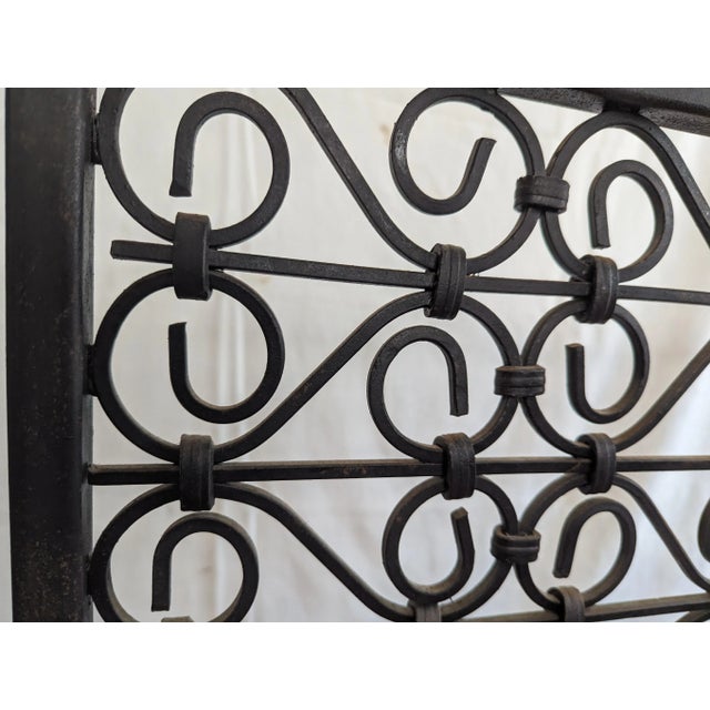 Spanish Revival Vintage Spanish Style Black Wrought Iron Fireplace Screen For Sale - Image 3 of 4
